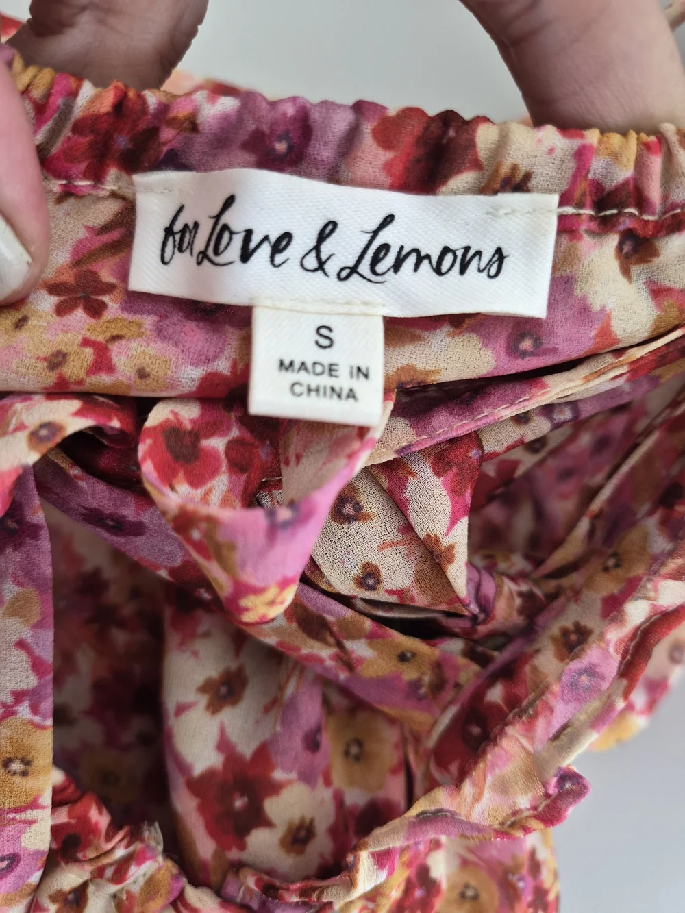 For Love & Lemons Felicia Pink Floral Puff Sleeve Midi Dress Slit Size Small S